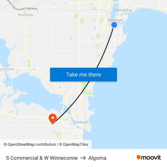 S Commercial & W Winneconne to Algoma map