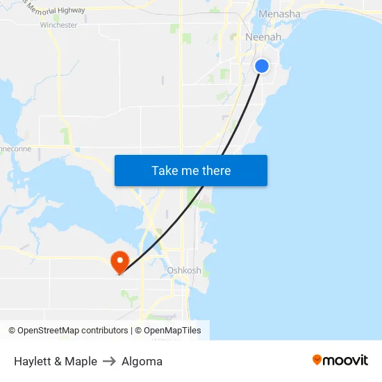 Haylett & Maple to Algoma map