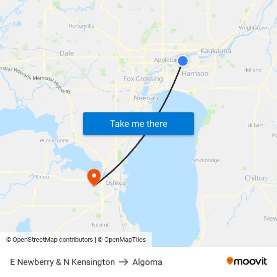 E Newberry & N Kensington to Algoma map