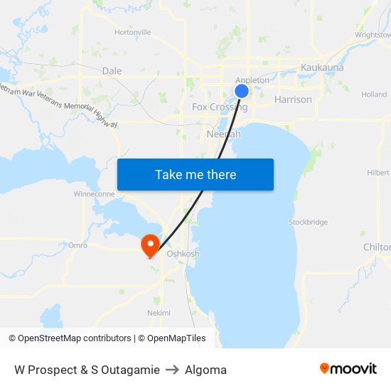 W Prospect & S Outagamie to Algoma map