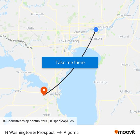 N Washington & Prospect to Algoma map