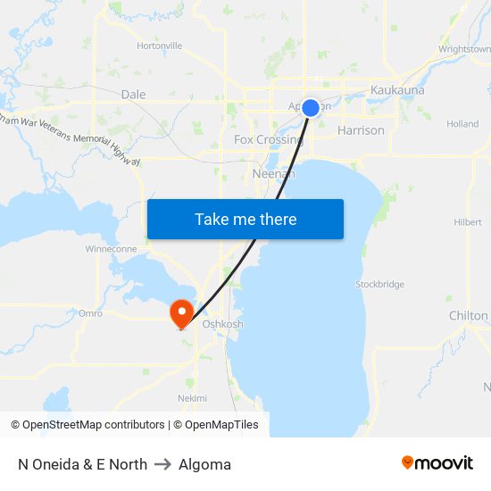 N Oneida & E North to Algoma map