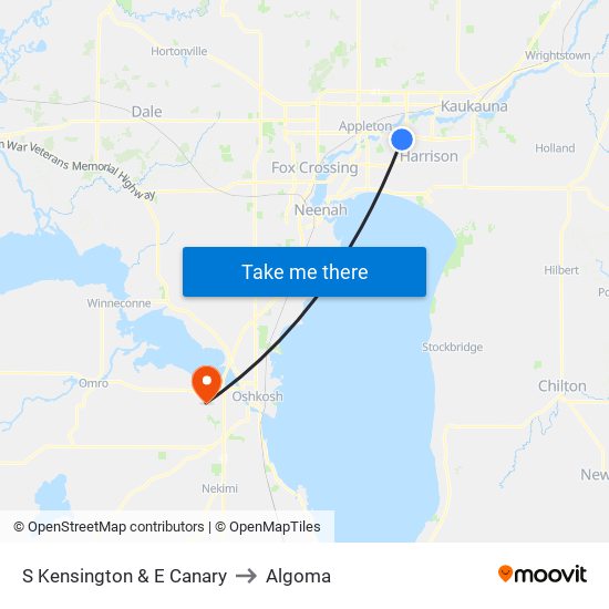 S Kensington & E Canary to Algoma map