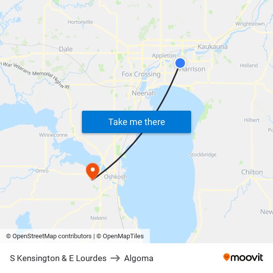 S Kensington & E Lourdes to Algoma map