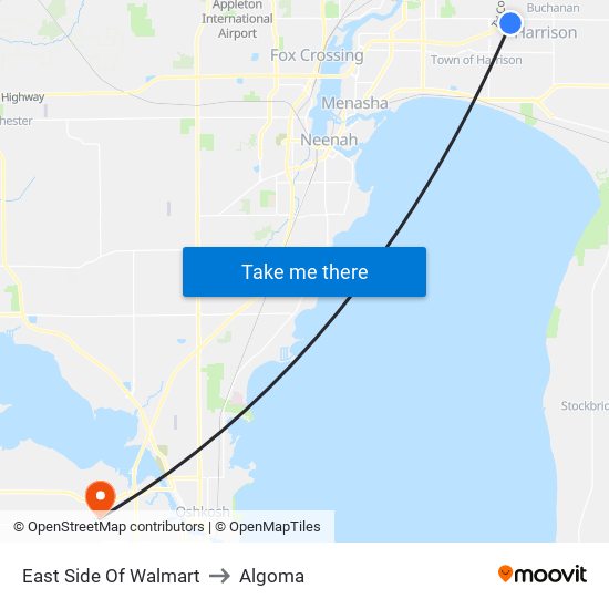 East Side Of Walmart to Algoma map