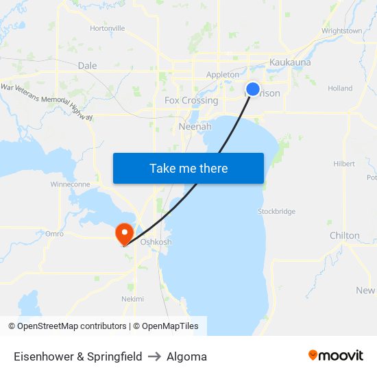 Eisenhower & Springfield to Algoma map