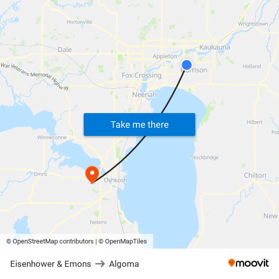 Eisenhower & Emons to Algoma map