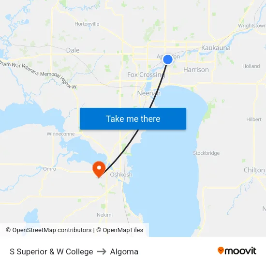 S Superior & W College to Algoma map