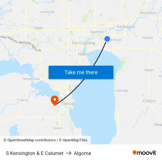 S Kensington & E Calumet to Algoma map