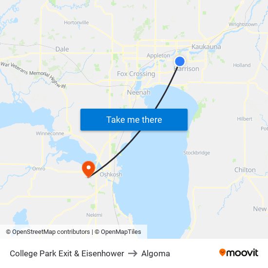 College Park Exit & Eisenhower to Algoma map
