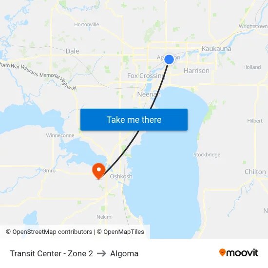 Transit Center - Zone 2 to Algoma map