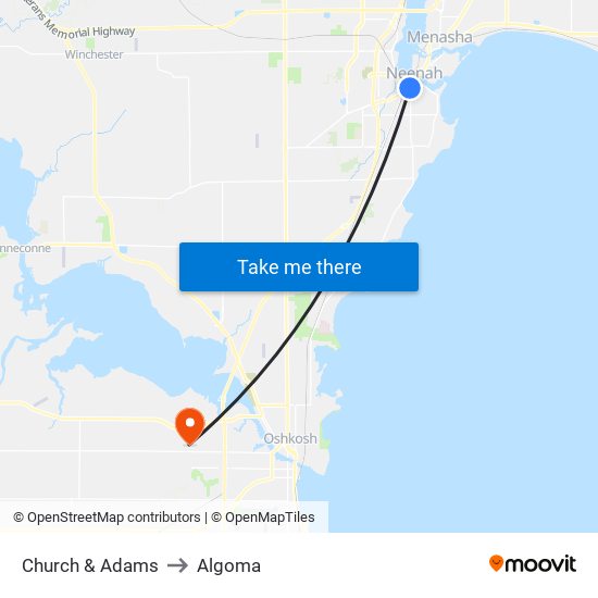 Church & Adams to Algoma map
