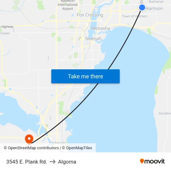 3545 E. Plank Rd. to Algoma map