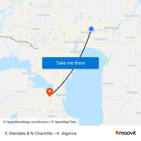 E Glendale & N Charlotte to Algoma map