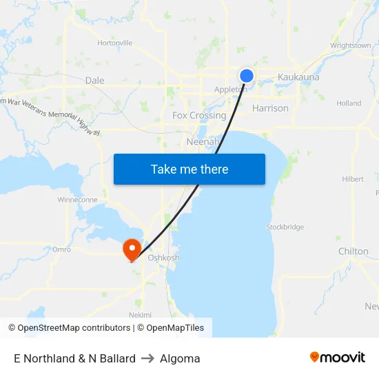 E Northland & N Ballard to Algoma map