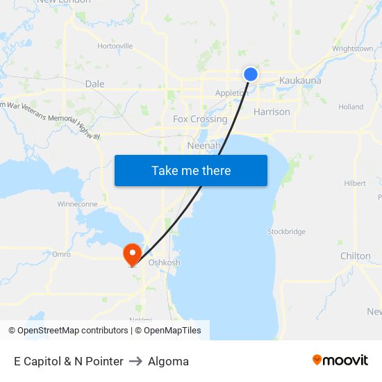 E Capitol & N Pointer to Algoma map