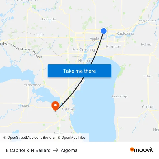 E Capitol & N Ballard to Algoma map