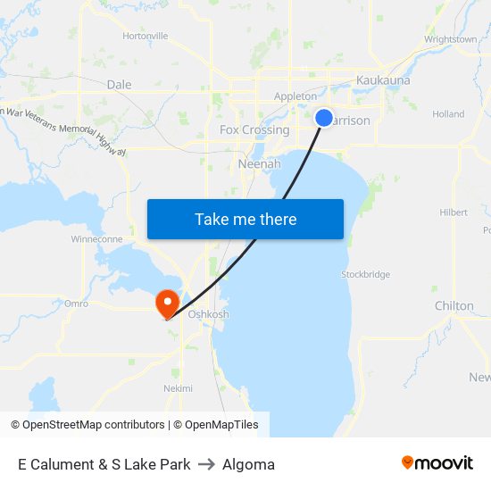 E Calument & S Lake Park to Algoma map