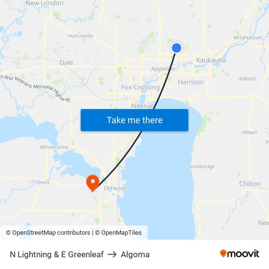 N Lightning & E Greenleaf to Algoma map