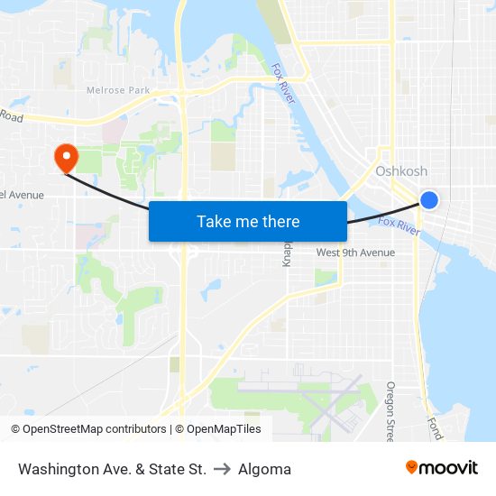 Washington Ave. & State St. to Algoma map