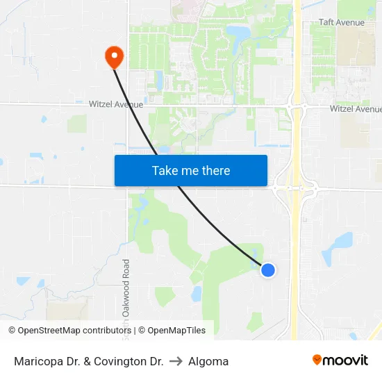 Maricopa Dr. & Covington Dr. to Algoma map