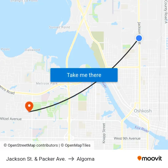Jackson St. & Packer Ave. to Algoma map