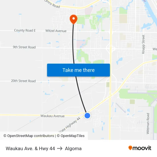 Waukau Ave. & Hwy 44 to Algoma map
