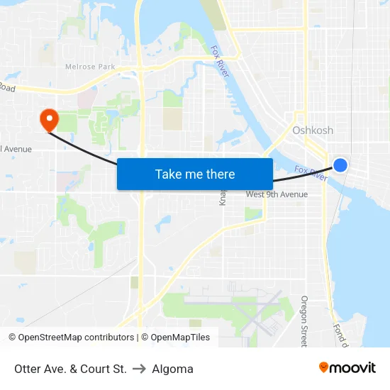 Otter Ave. & Court St. to Algoma map