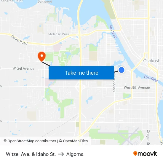 Witzel Ave. & Idaho St. to Algoma map