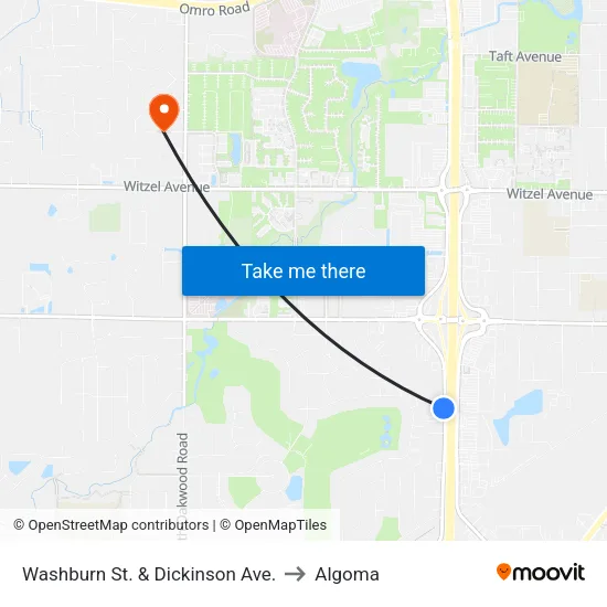 Washburn St. & Dickinson Ave. to Algoma map