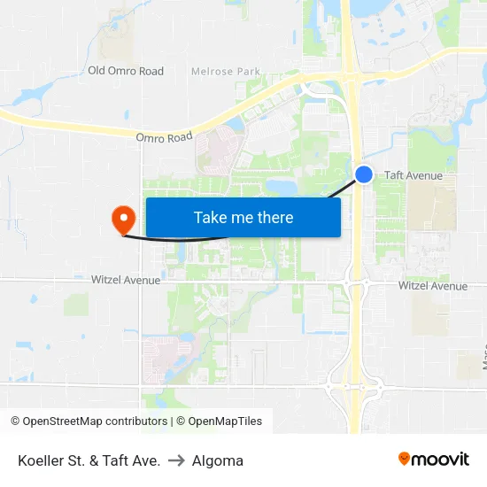Koeller St. & Taft Ave. to Algoma map