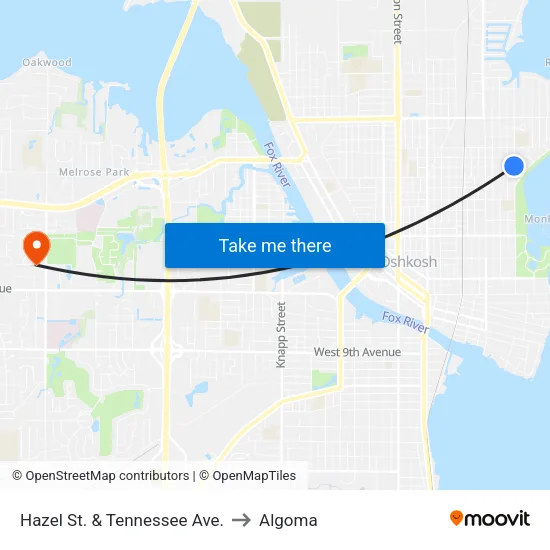 Hazel St. & Tennessee Ave. to Algoma map