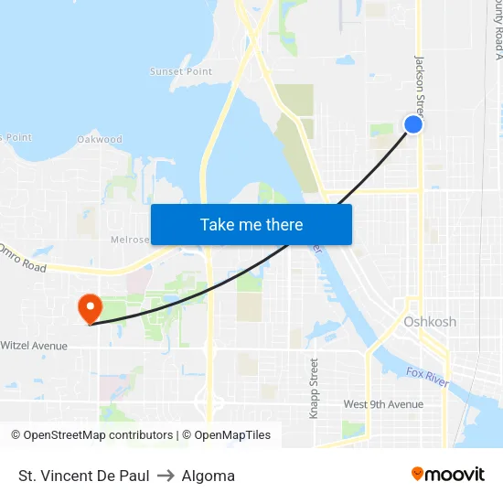 St. Vincent De Paul to Algoma map