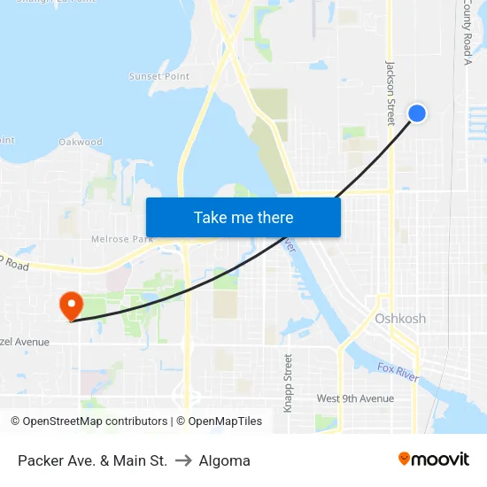 Packer Ave. & Main St. to Algoma map