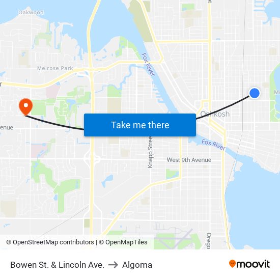 Bowen St. & Lincoln Ave. to Algoma map
