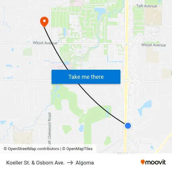 Koeller St. & Osborn Ave. to Algoma map