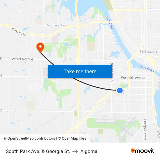 South Park Ave. & Georgia St. to Algoma map