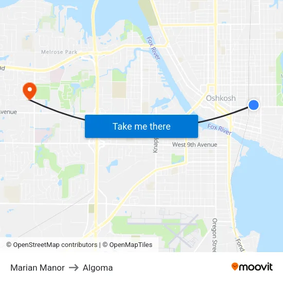 Marian Manor to Algoma map