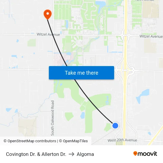 Covington Dr. & Allerton Dr. to Algoma map