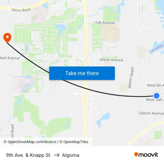 9th Ave. & Knapp St. to Algoma map