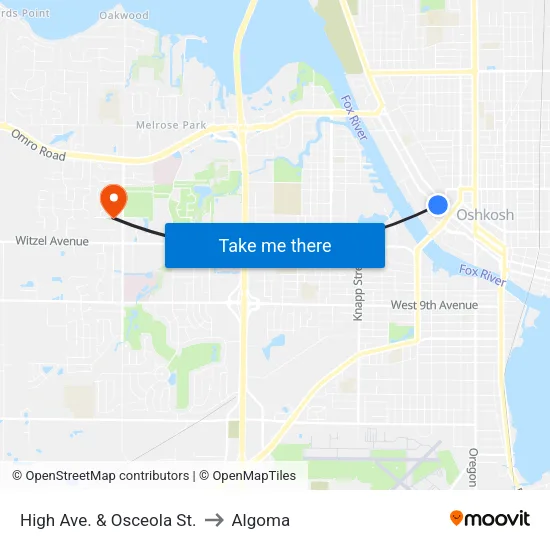 High Ave. & Osceola St. to Algoma map