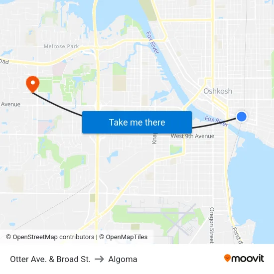 Otter Ave. & Broad St. to Algoma map