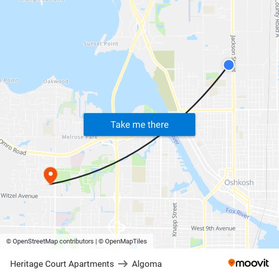 Heritage Court Apartments to Algoma map