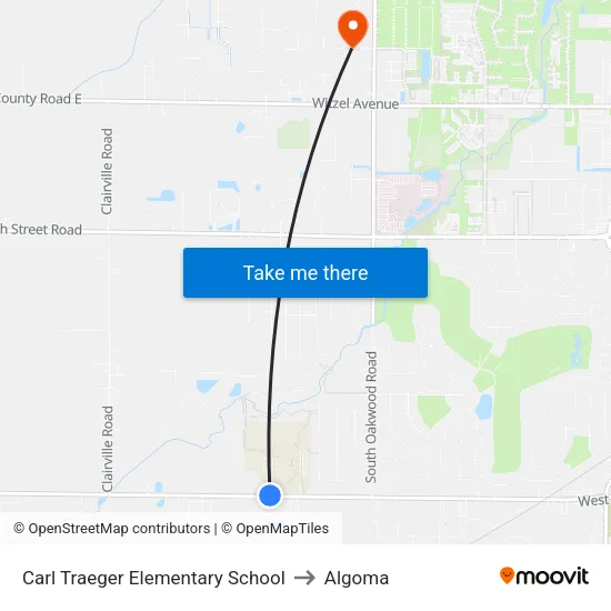 Carl Traeger Elementary School to Algoma map