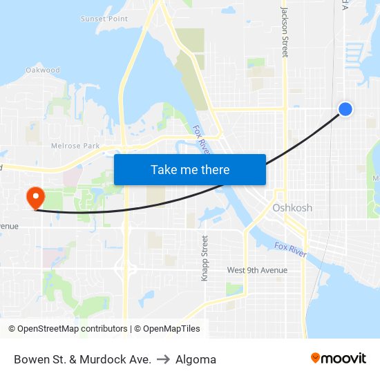 Bowen St. & Murdock Ave. to Algoma map