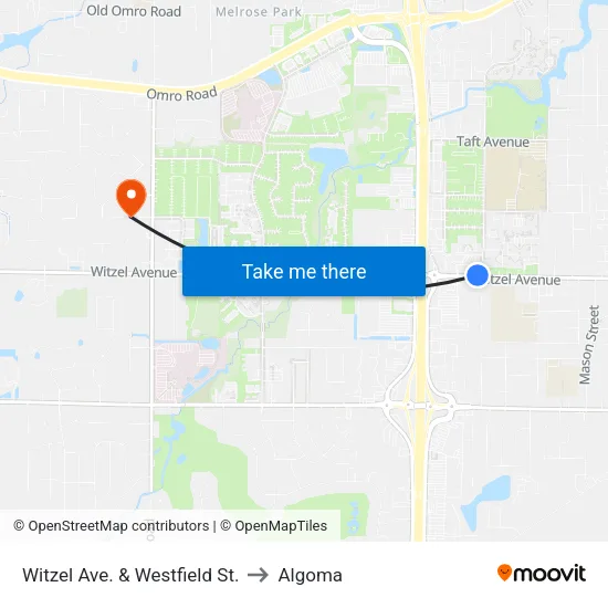 Witzel Ave. & Westfield St. to Algoma map