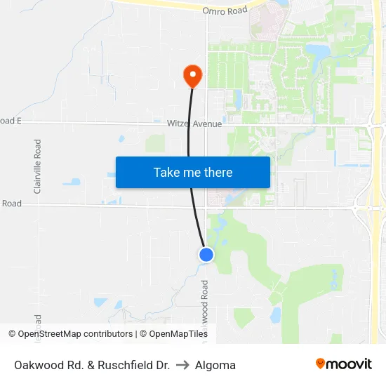 Oakwood Rd. & Ruschfield Dr. to Algoma map
