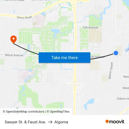 Sawyer St. & Faust Ave. to Algoma map
