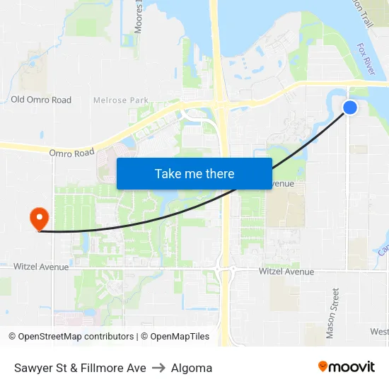 Sawyer St & Fillmore Ave to Algoma map