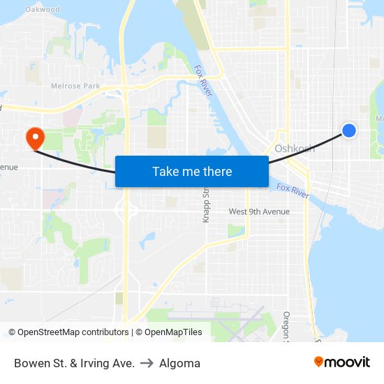 Bowen St. & Irving Ave. to Algoma map